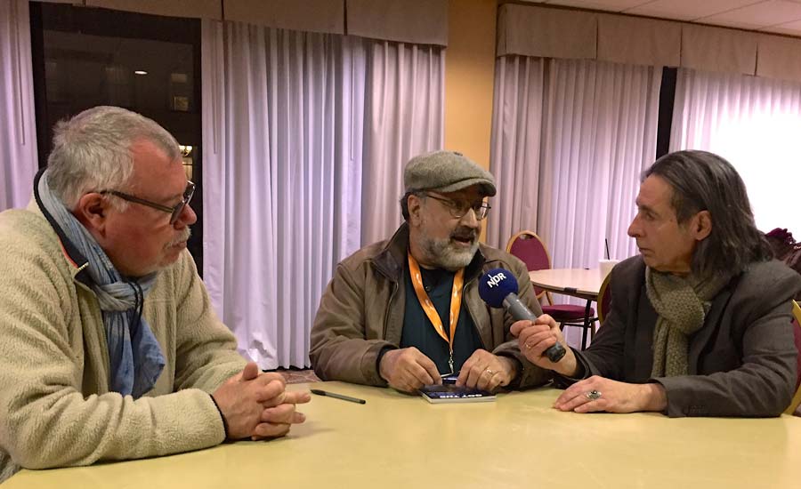 Mr. Iglauer (center) being interviewed by Dr. Groth (left) and Mr. Benzner (right)
